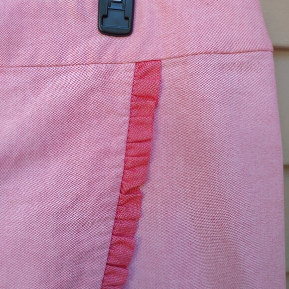 J. Crew Plus Oxford Red Skirt H4868 Nantucket Ruffle Trim Wrap 100% Cotton - Picture 5 of 12